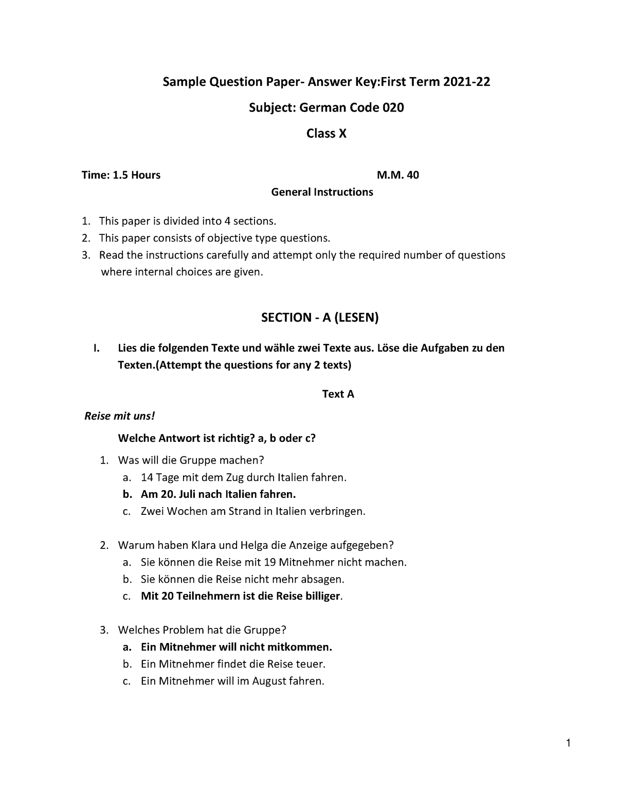 german-ms-class-10-sample-question-paper-answer-key-first-term