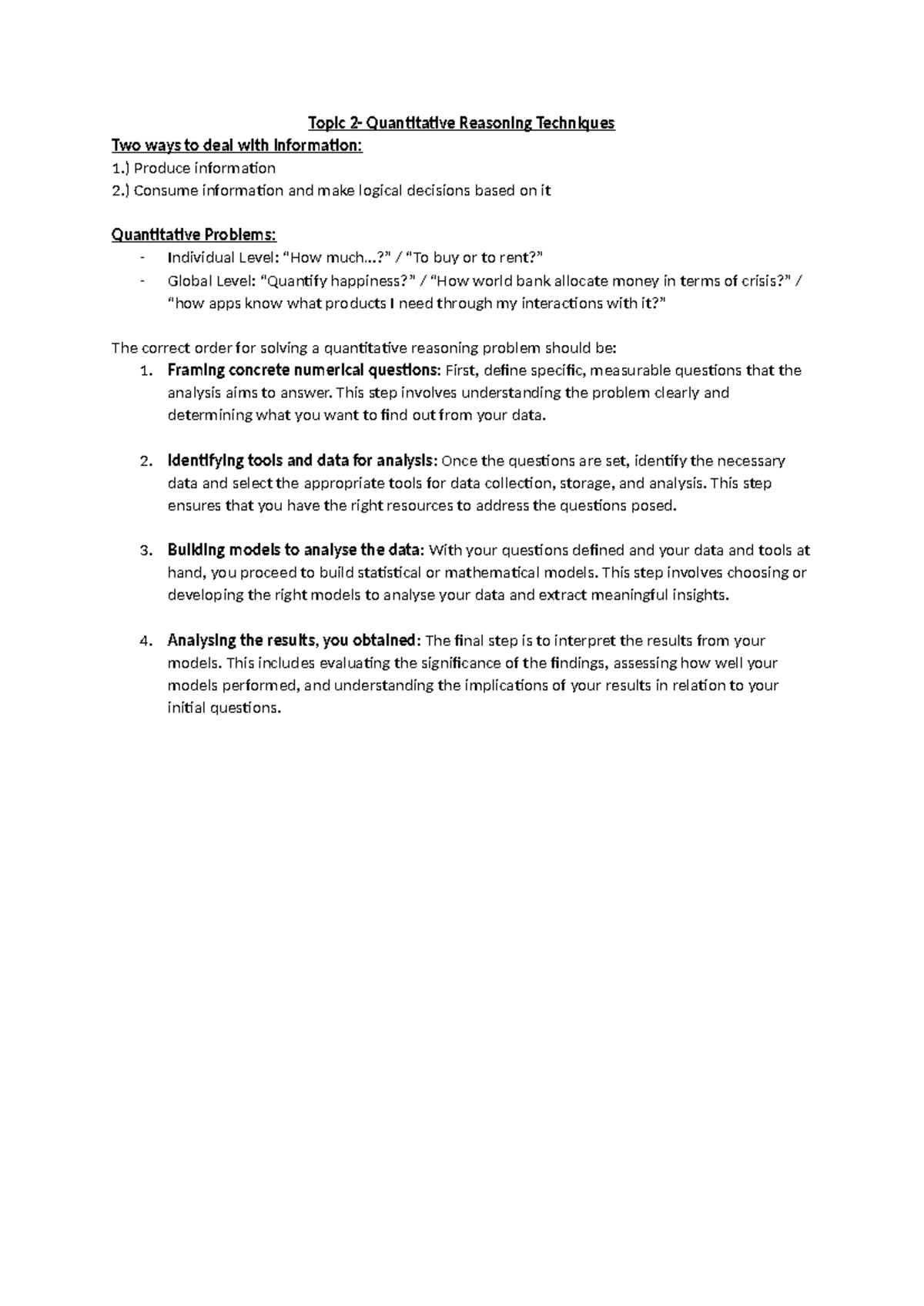 CC2 VLM 2 Notes - Topic 2- Quantitative Reasoning Techniques Two ways ...
