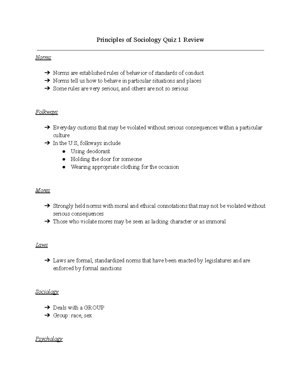 SYG2000 Principles Of Sociology Quiz 1 Review - Principles Of Sociology ...