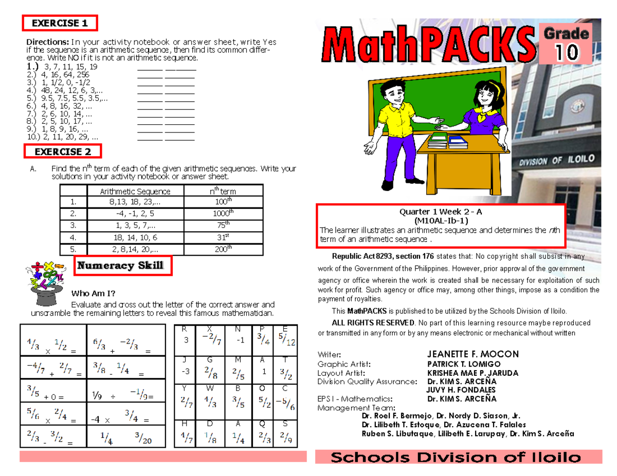 Math10 Q1Wk2-A - Math 10 - A. Find the nth term of each of the given ...