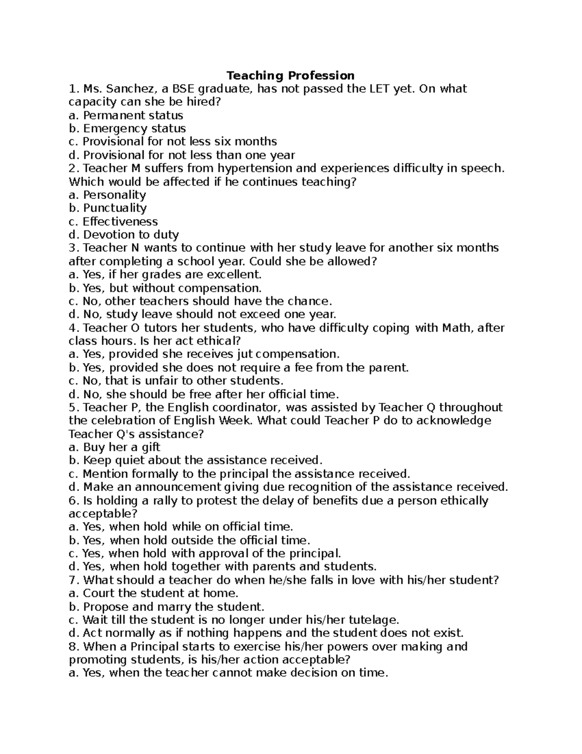 Teaching Profession and Social Dimension Teaching Profession Ms