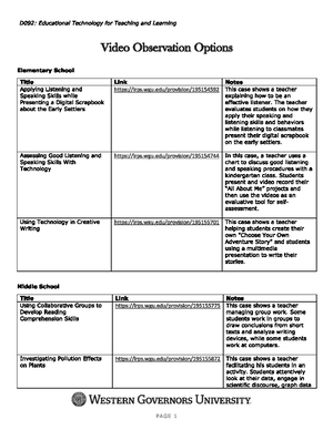 D092 Task 1 Tips (Version 3) - VERSION 3 PLEASE NOTE: The course was ...