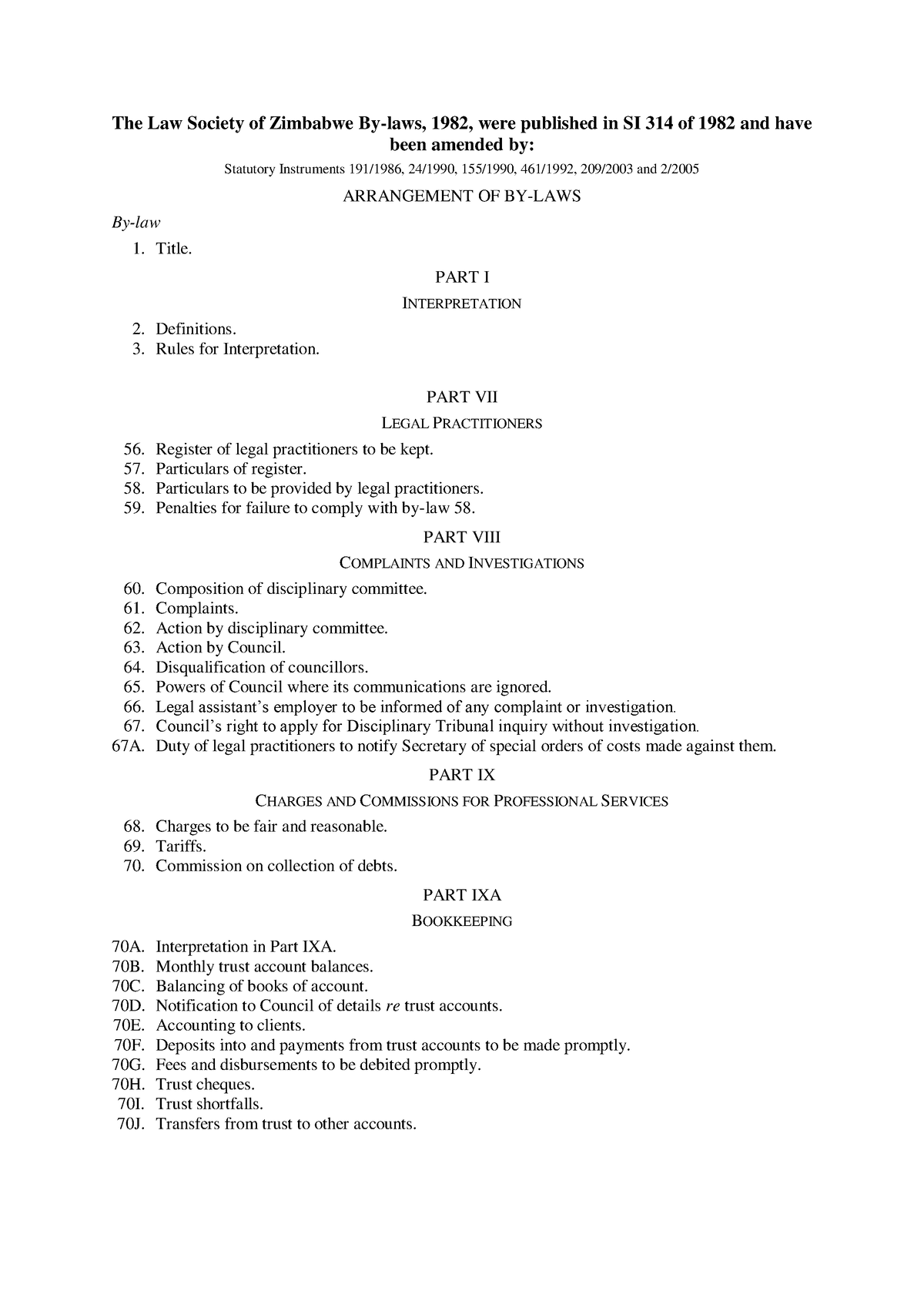 Law Society of Zimbabwe By -Laws SI 314 of 1982 - The Law Society of ...