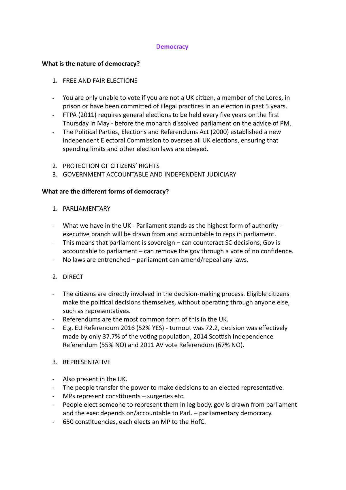 outline of democracy essay