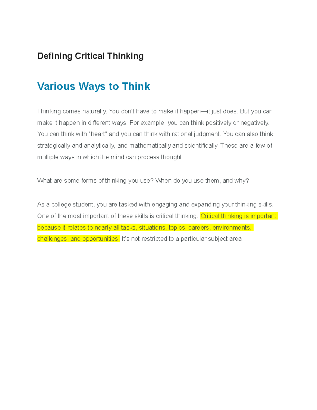 critical thinking annotation