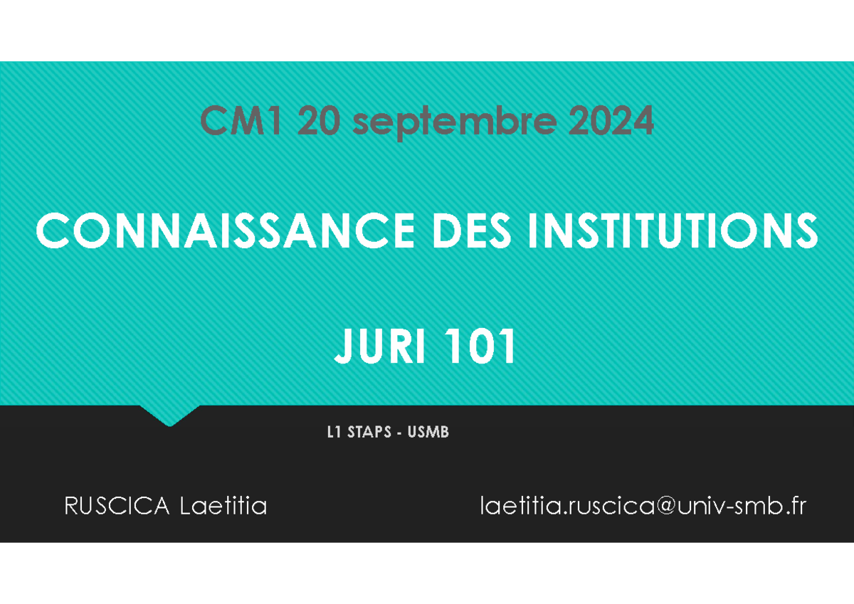 CM1 JURI101 20 septembre-2 - CM1 20 septembre 2024 CONNAISSANCE DES