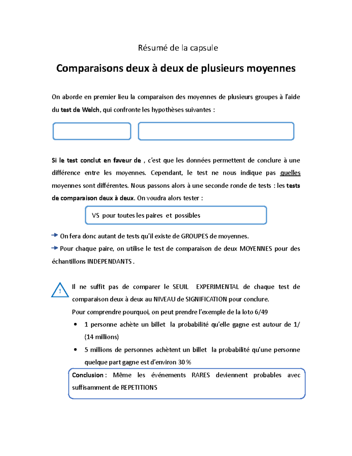 Comparaisons Deux à Deux - Résumé De La Capsule Comparaisons Deux à ...