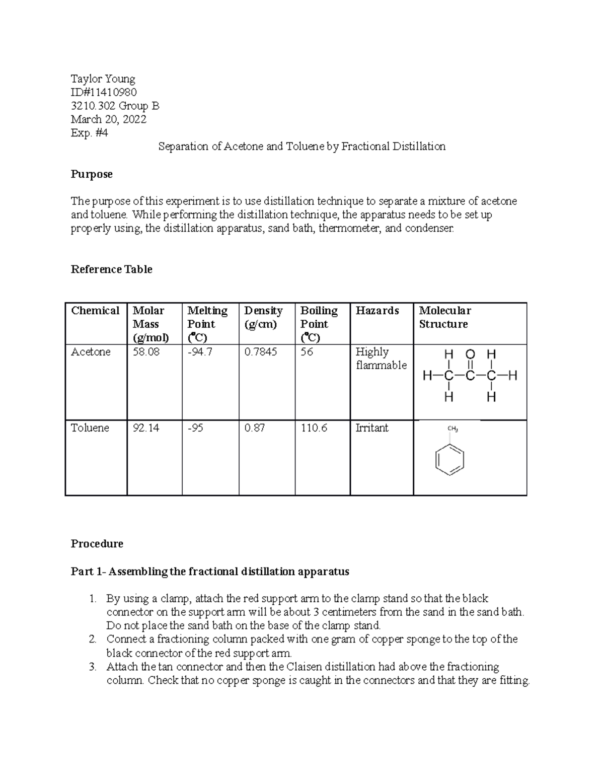 Exp 4 prelab - lab report - Taylor Young ID# 3210 Group B March 20 ...