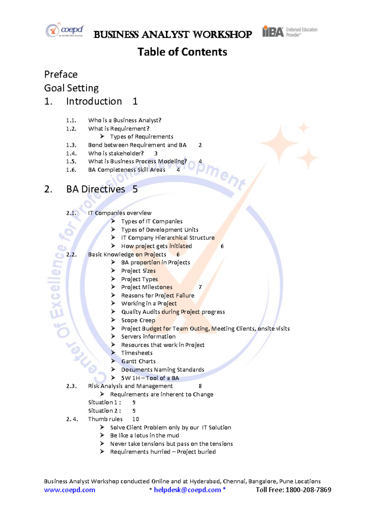 BACourse Content - Business Analyst Workshop conducted Online and at ...