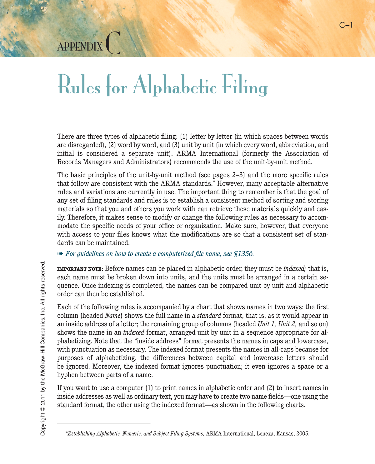 Filing Rules - Study - There Are Three Types Of Alphabetic Filing: (1 ...