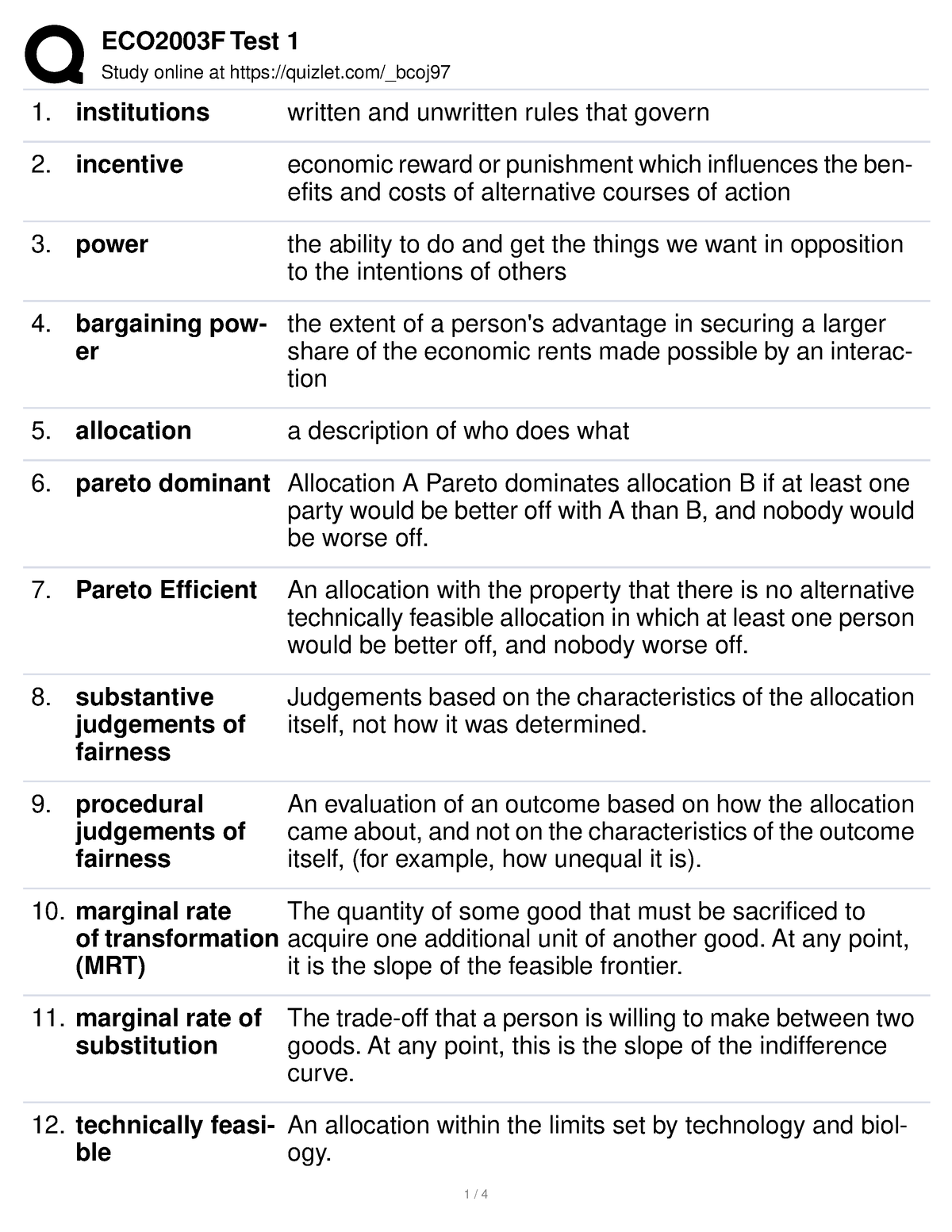 Test 1 Definitions - Study Online At Quizlet/_bcoj Institutions Written ...