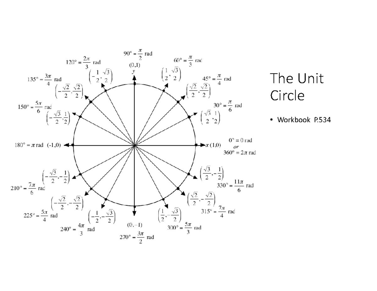 Unit Circle - math assignments plus KEYS - 30-1 - The Unit Circle ...