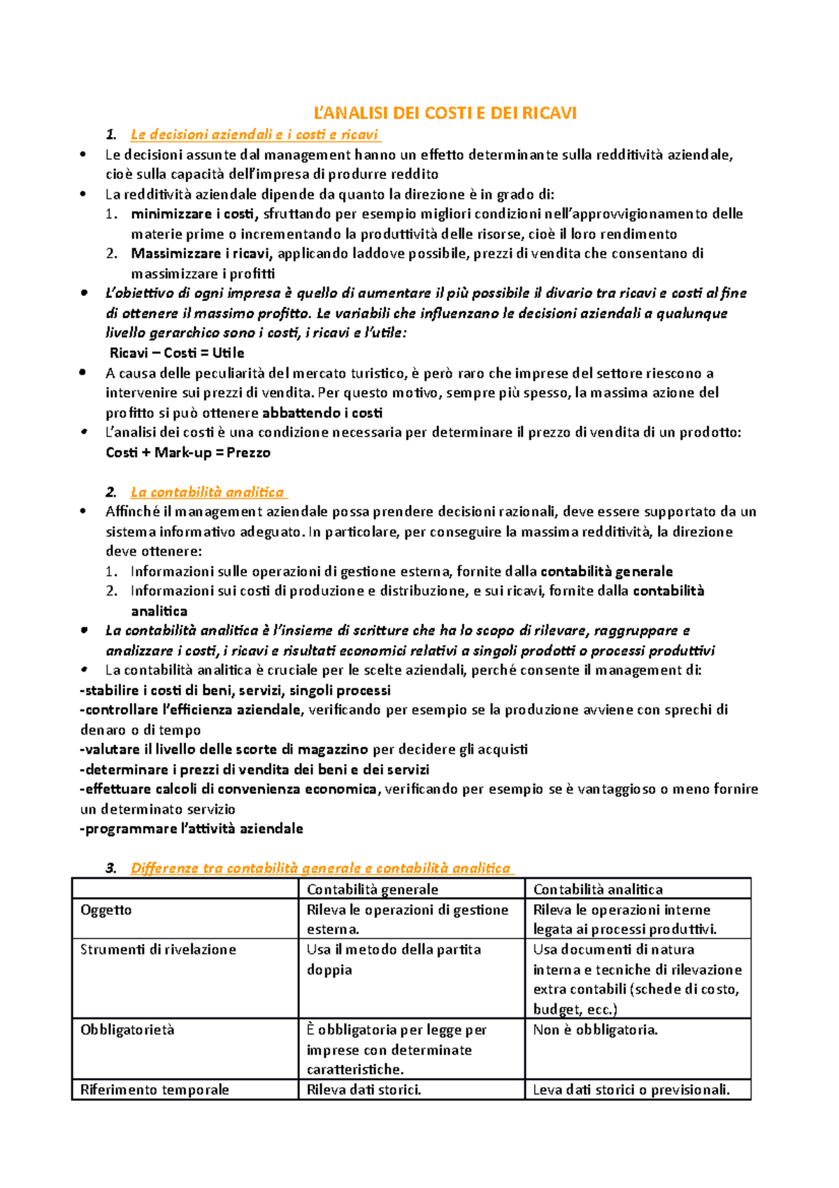 Economia costi - L’ANALISI DEI COSTI E DEI RICAVI Le decisioni ...