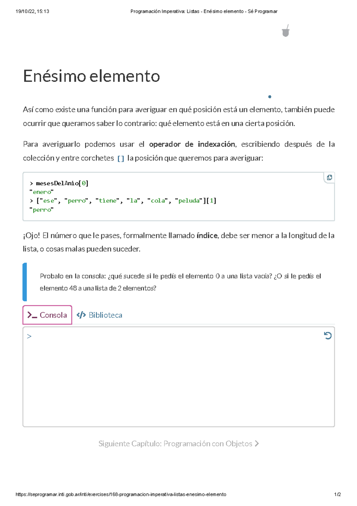 Programación Imperativa Listas 010 - Enésimo elemento - Sé Programar ...