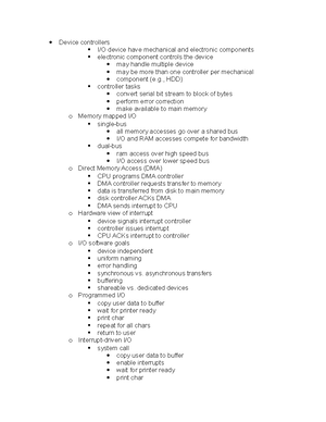 Input output devices - Lecture notes 8