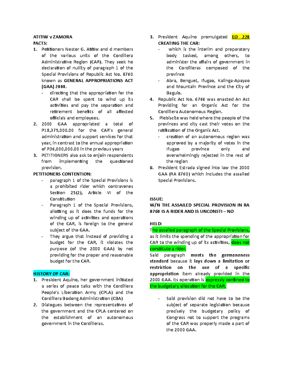 Atitiwv Zamora ATITIW v ZAMORA FACTS Petitioners Nestor G. Atitiw