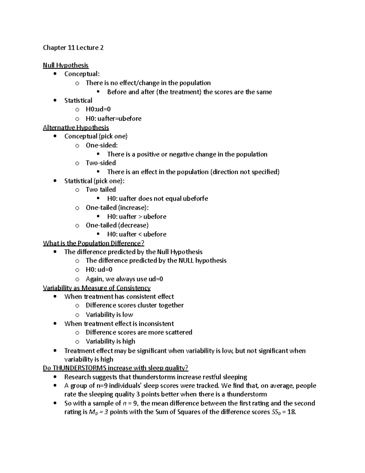 Chapter 11 Lecture 2 - Jaruda - Chapter 11 Lecture 2 Null Hypothesis ...
