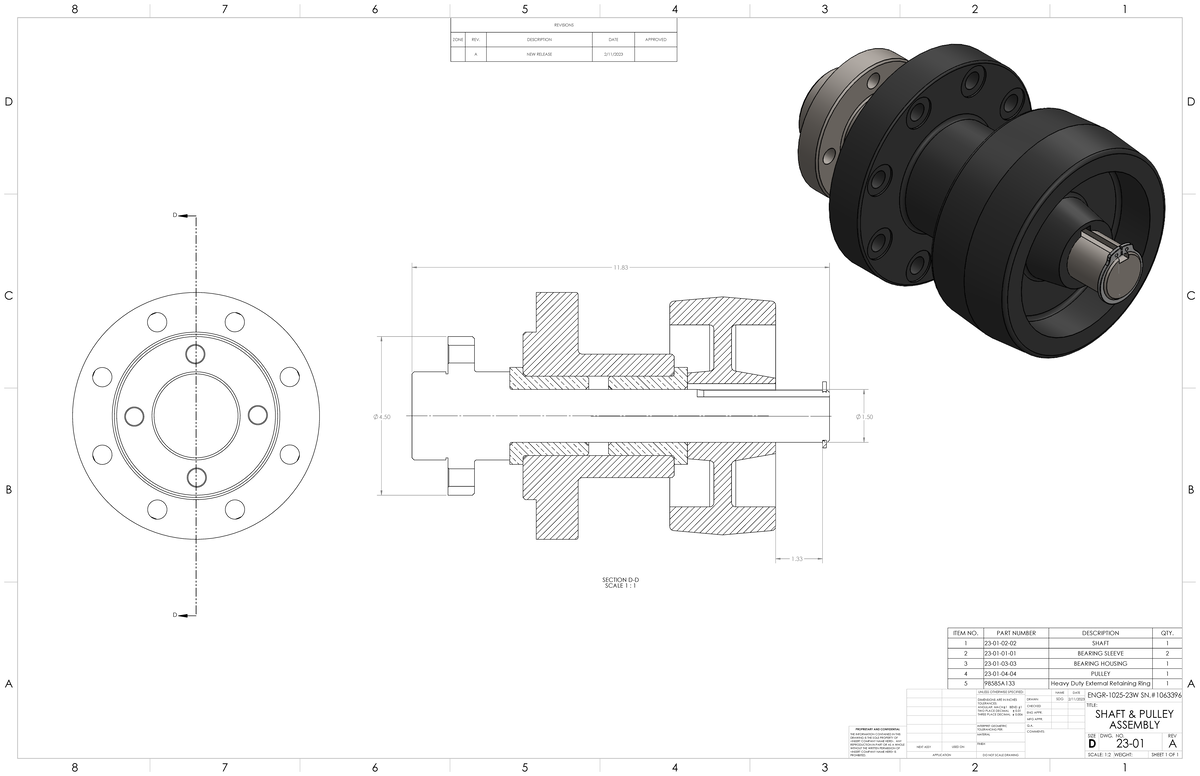 23-01 - AUTOCAD ASSIGNMENT - D D 1. 1. 11. 4. SECTION D-D SCALE 1 : 1 ...