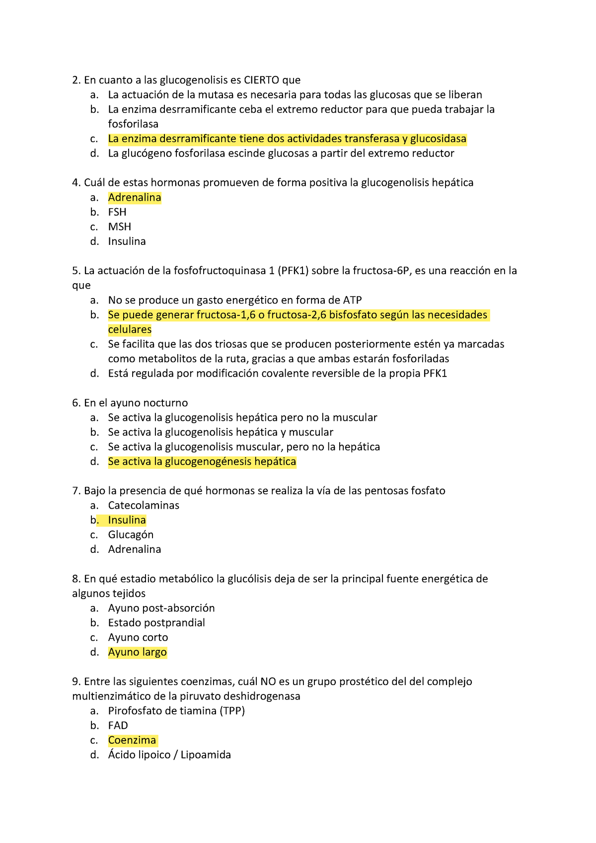 Examen Bioquímica Metabólica Parcial 2019-2020 Copia - En Cuanto A Las ...