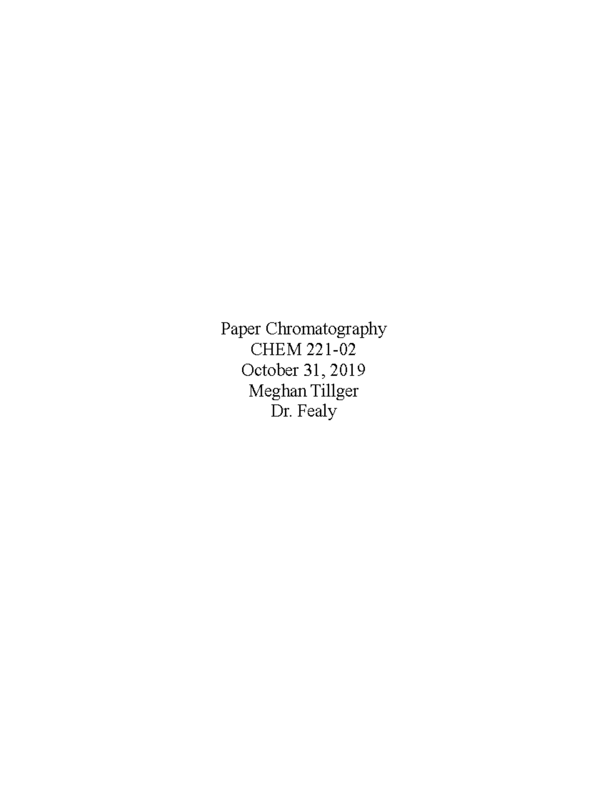 paper chromatography experiment lab report pdf