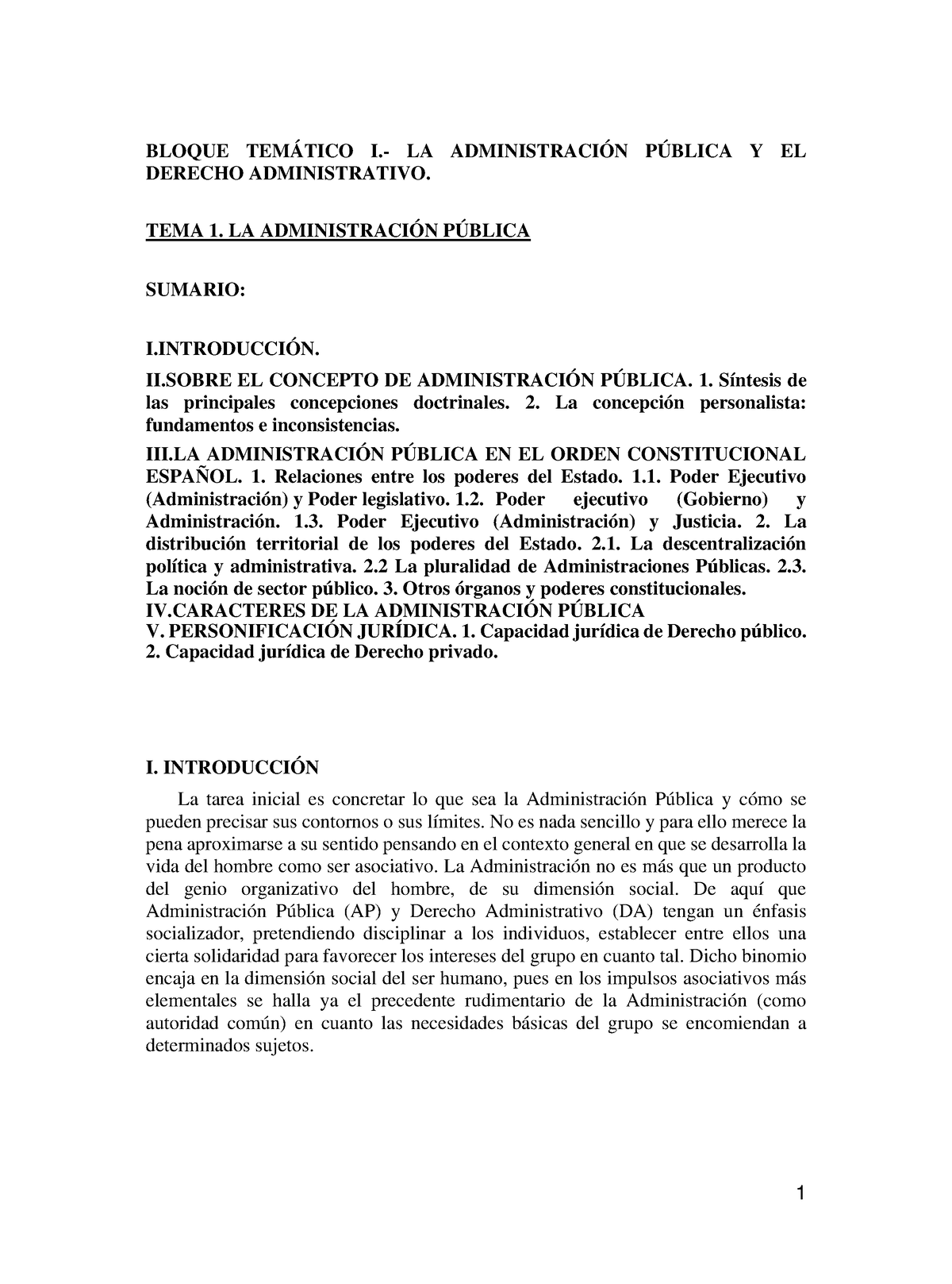 Tema 1 Derecho Admin Bloque TemÁtico I La AdministraciÓn PÚblica Y El Derecho Administrativo 7710