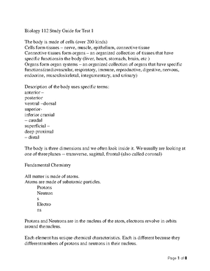 Organismal Biology (BIOL 112)Exam 2 Study Guide 4 2022 - Student Name ...