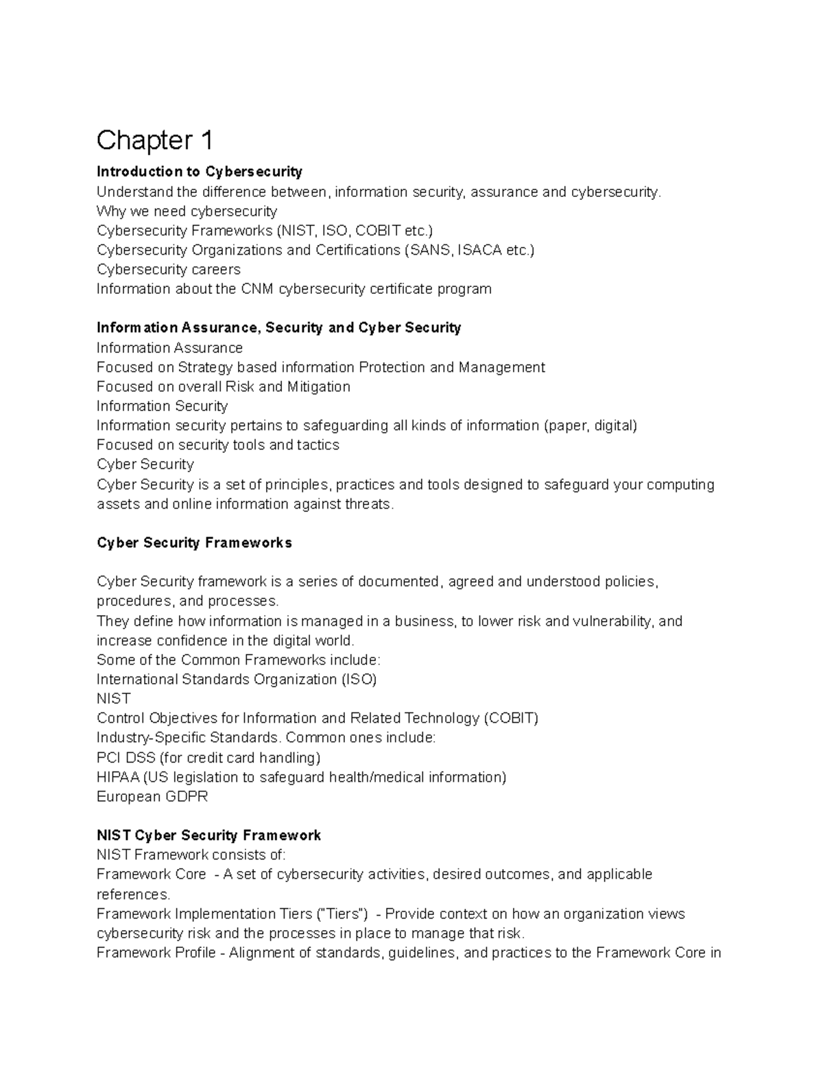 Intro TO Cyber Security (D02) Study Guide - Chapter 1 Introduction To ...