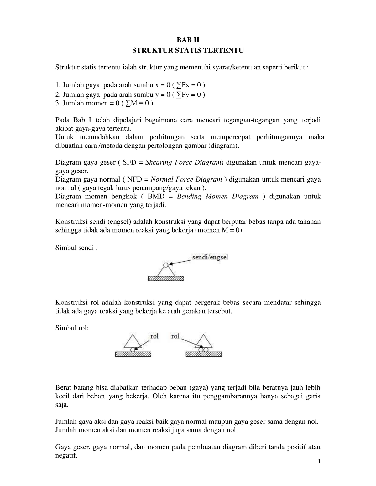 Struktur Statis Tertentu Mekanika Struktur - BAB II STRUKTUR STATIS ...