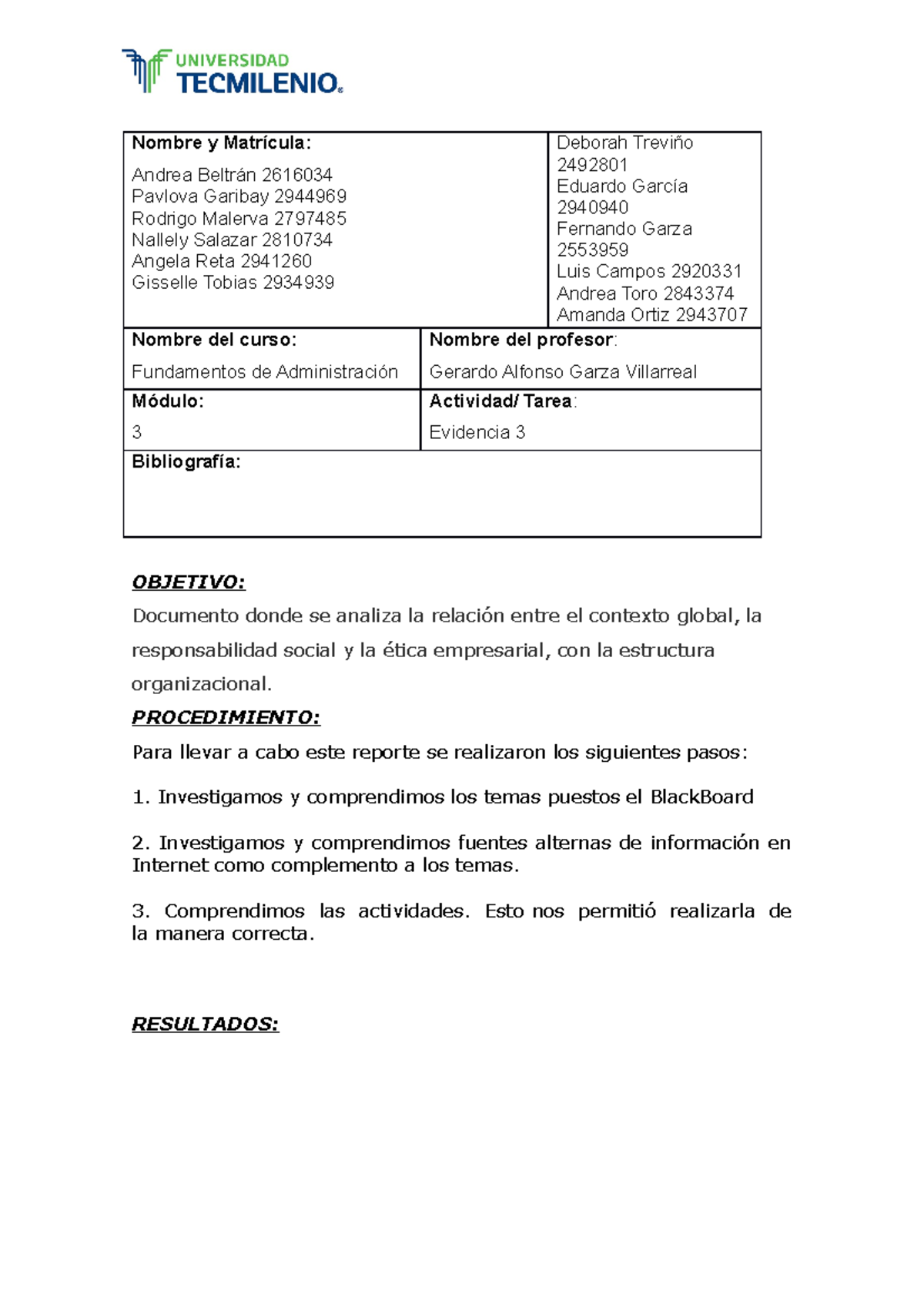 Evidencia 3 - Nombre y Matrícula: Andrea Beltrán 2616034 Pavlova ...