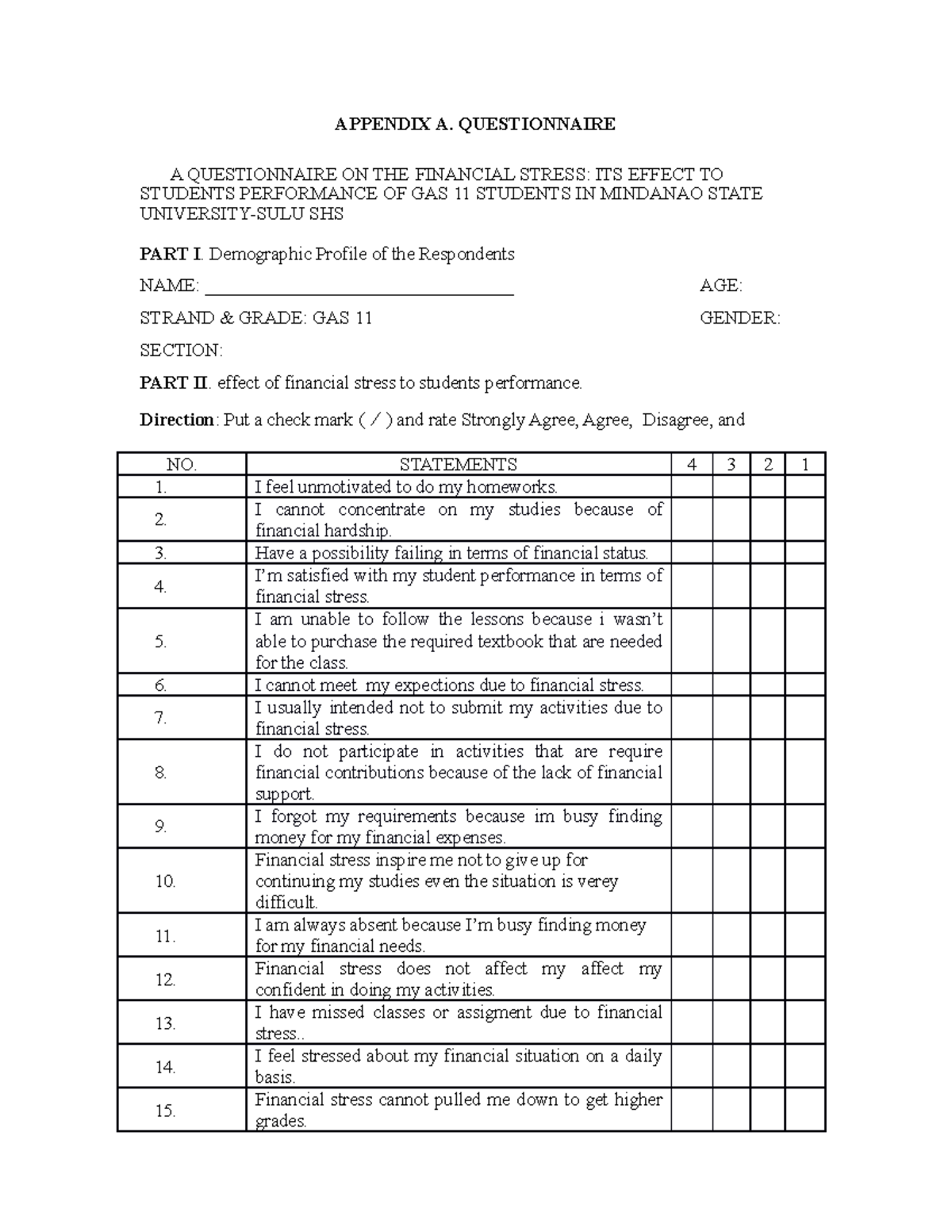 Questionnaire Group 2 Thesis o - APPENDIX A. QUESTIONNAIRE A ...