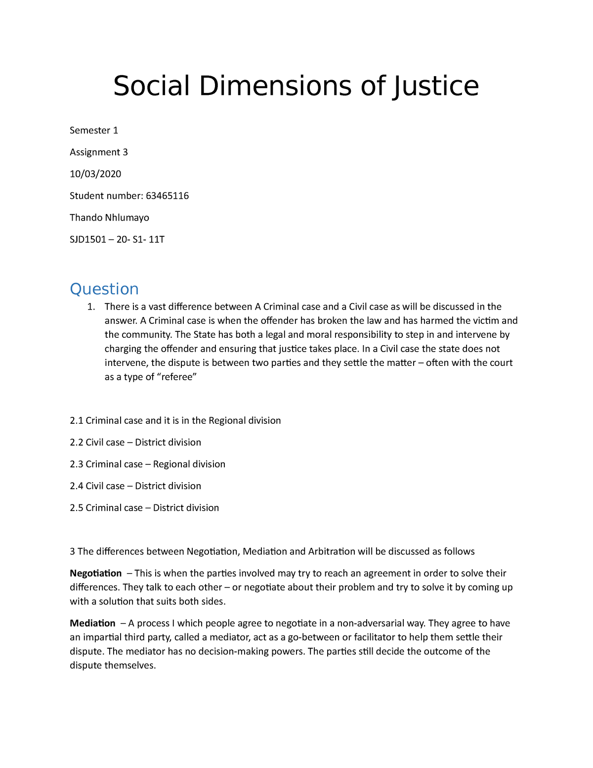 short assignment on social justice