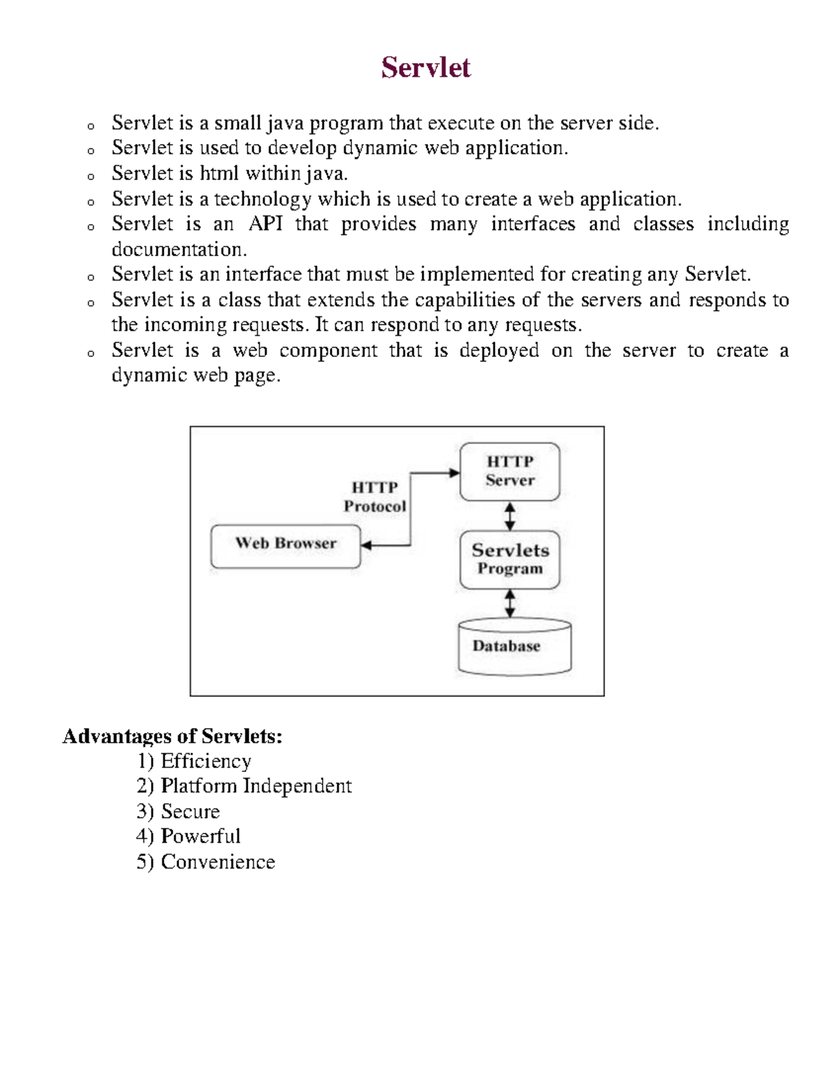 Servelts - Servlet o Servlet is a small java program that execute on ...