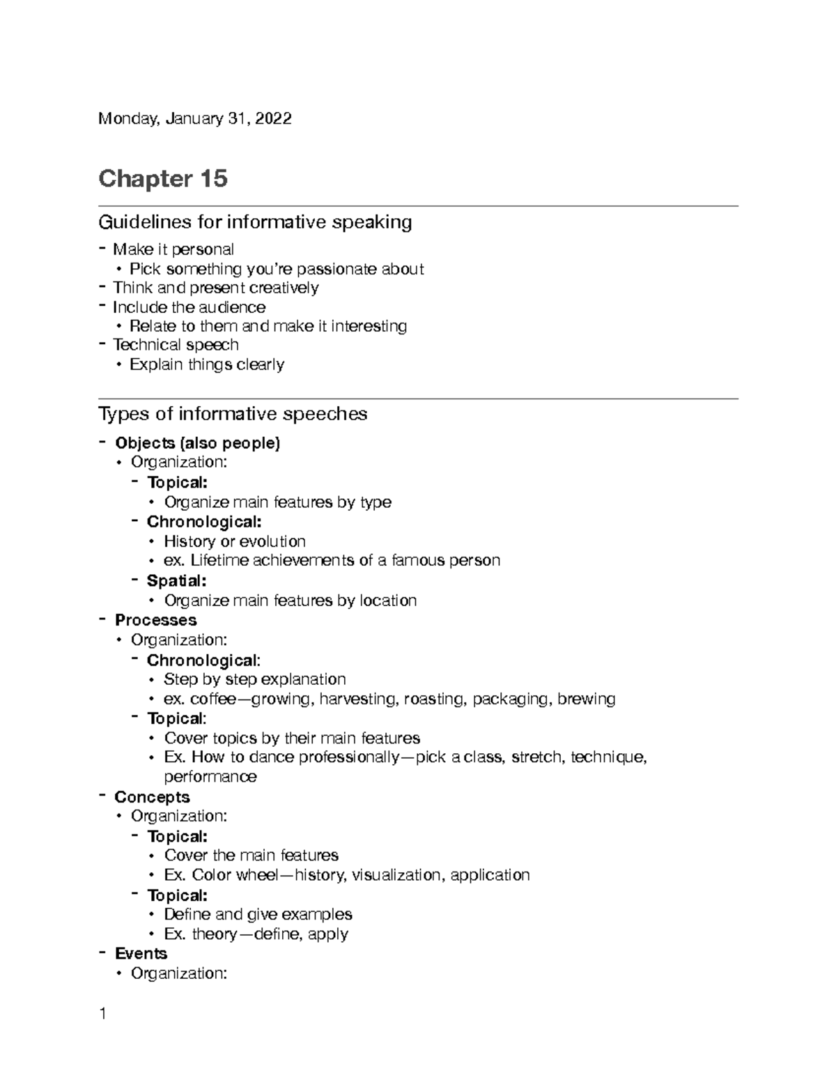 Speech Lecture 1-31 - Monday, January 31, 2022 Chapter 15 Guidelines ...