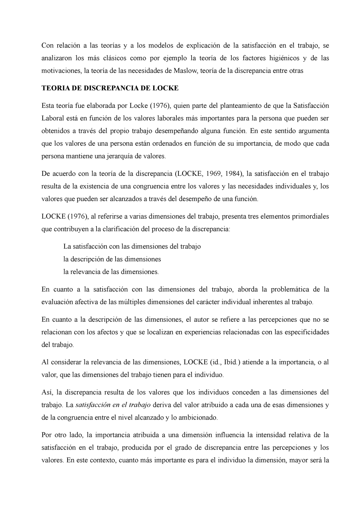 Discrepancia - es una de las teorias de satisfaccion - Con relación a las  teorías y a los modelos de - Studocu