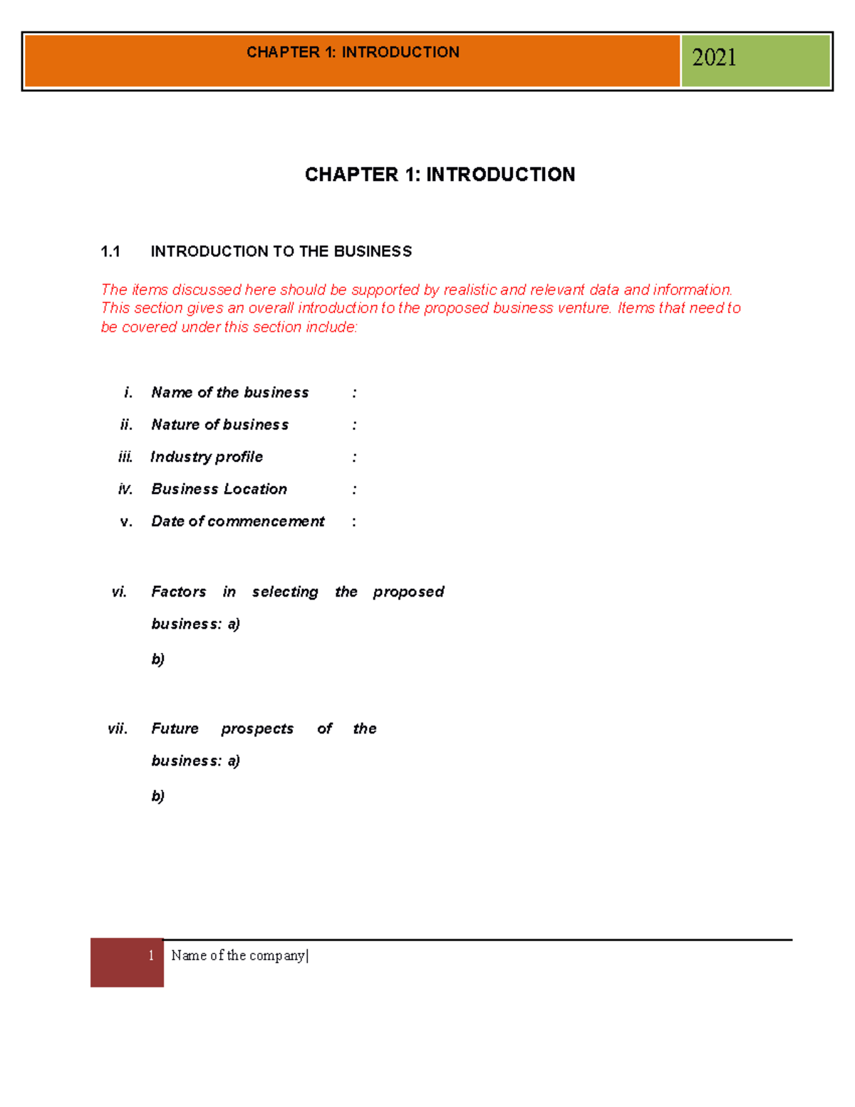 BUSINESS PLAN ENT300 FOR GENERAL MANAGER BP C1 Introduction CHAPTER