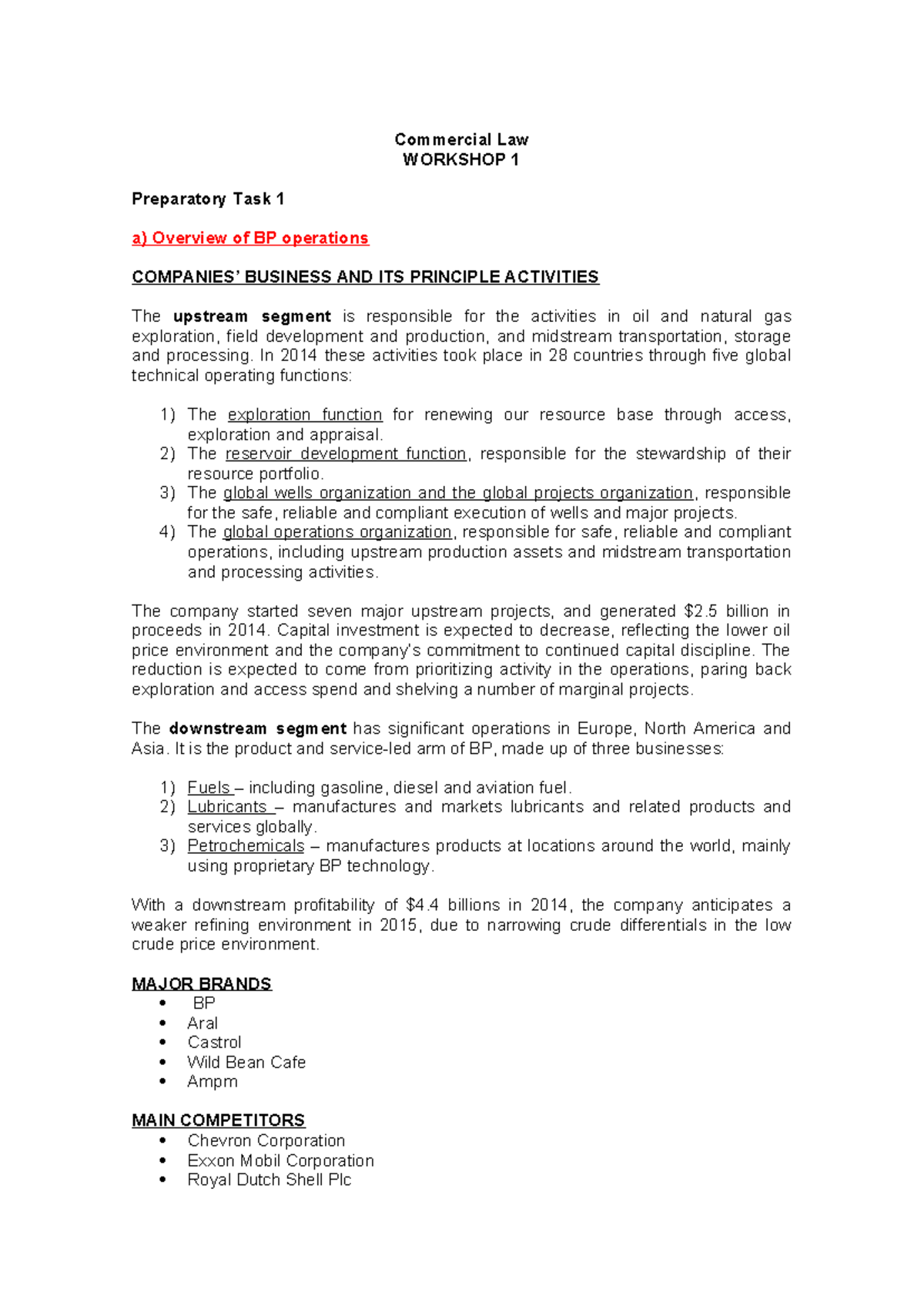 Commercial WS1 - Commercial Law WORKSHOP 1 Preparatory Task 1 a ...