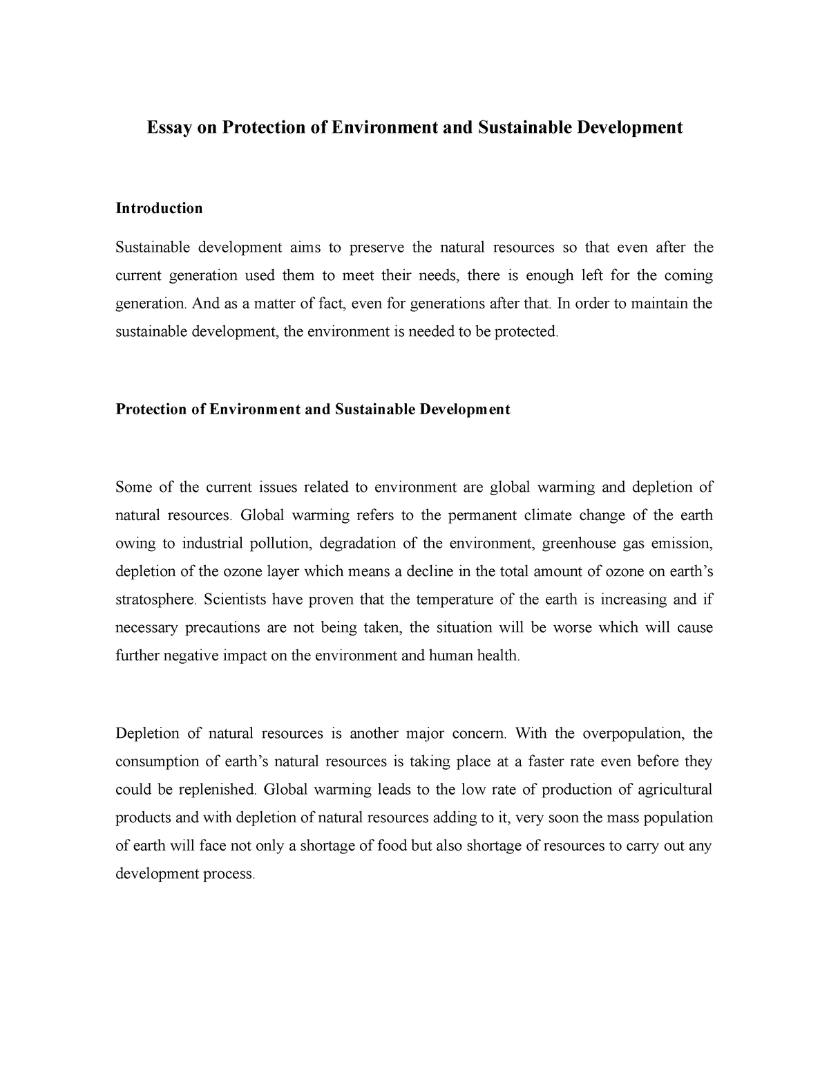 essay on environment development