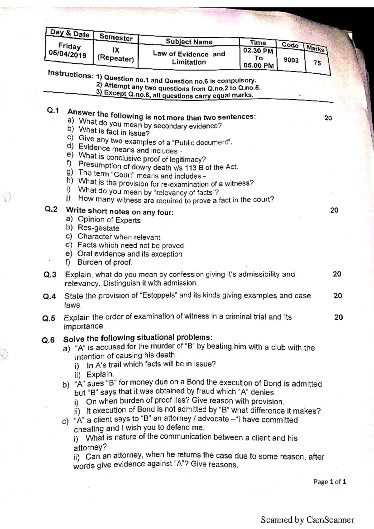 IEA Merged Question Papers- INDIAN EVIDENCE ACT - Indian Evidence Act ...