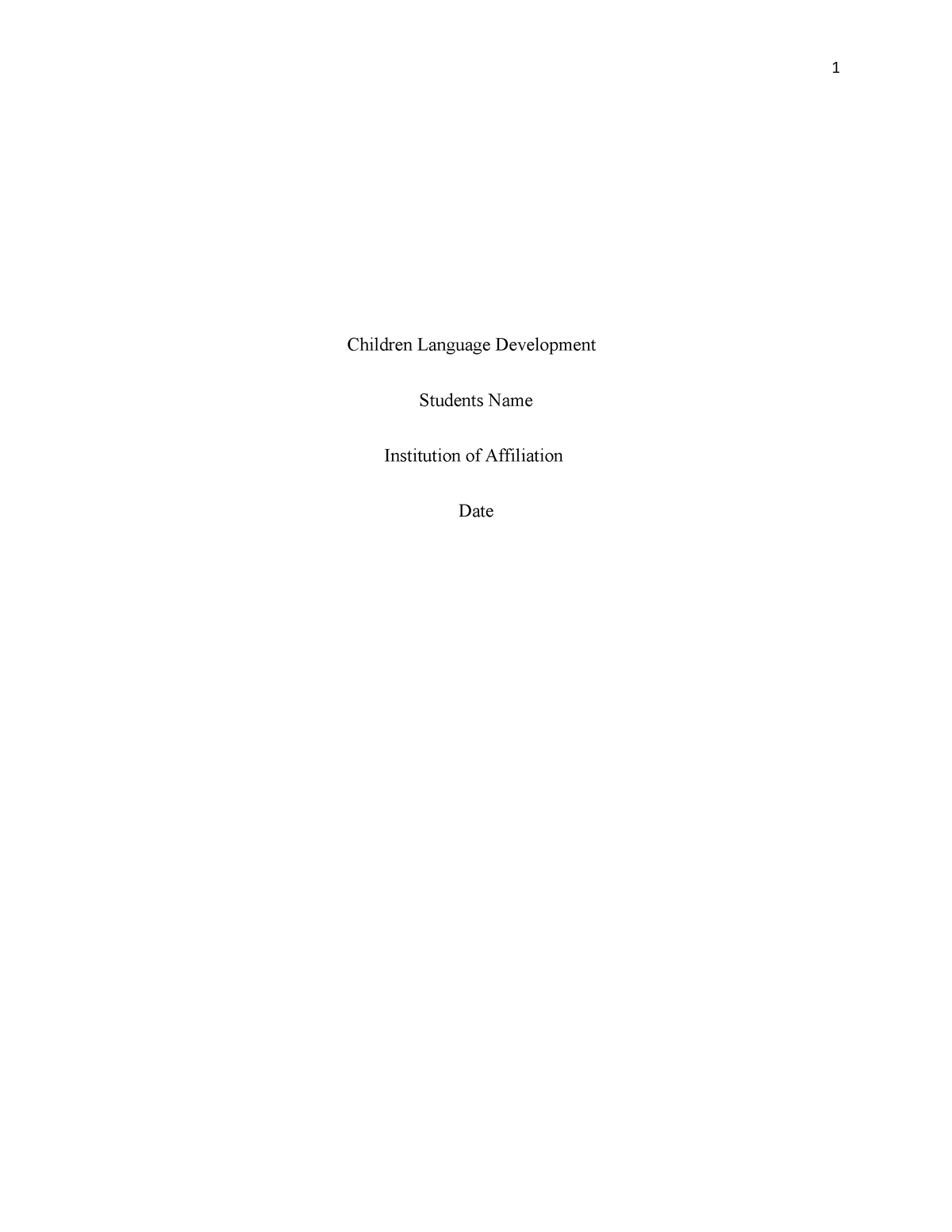 Children Language Development During Adolescence 1 Children Language 