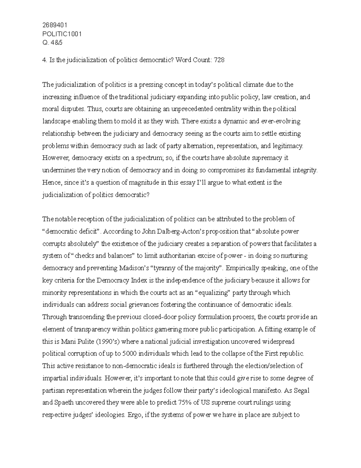 Midterm - Judicialization of Politics and Economic Development vs ...