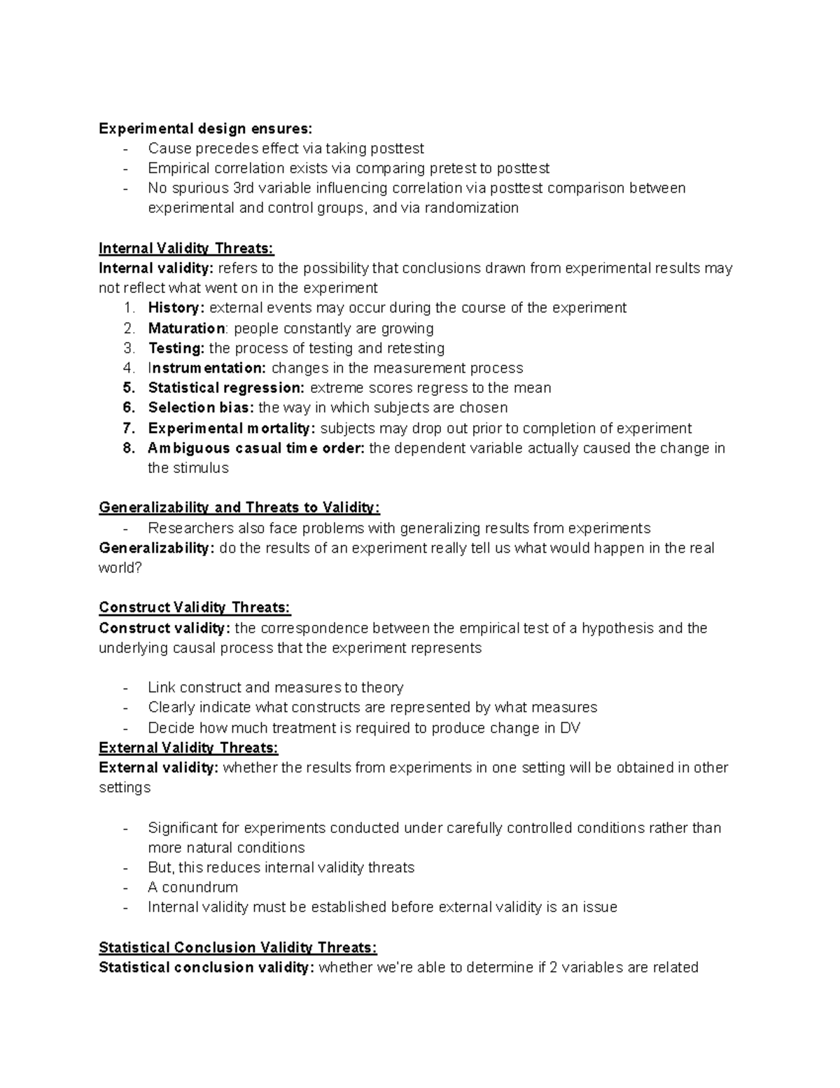 Chapter 5 Scientific Methods - Experimental design ensures: - Cause ...