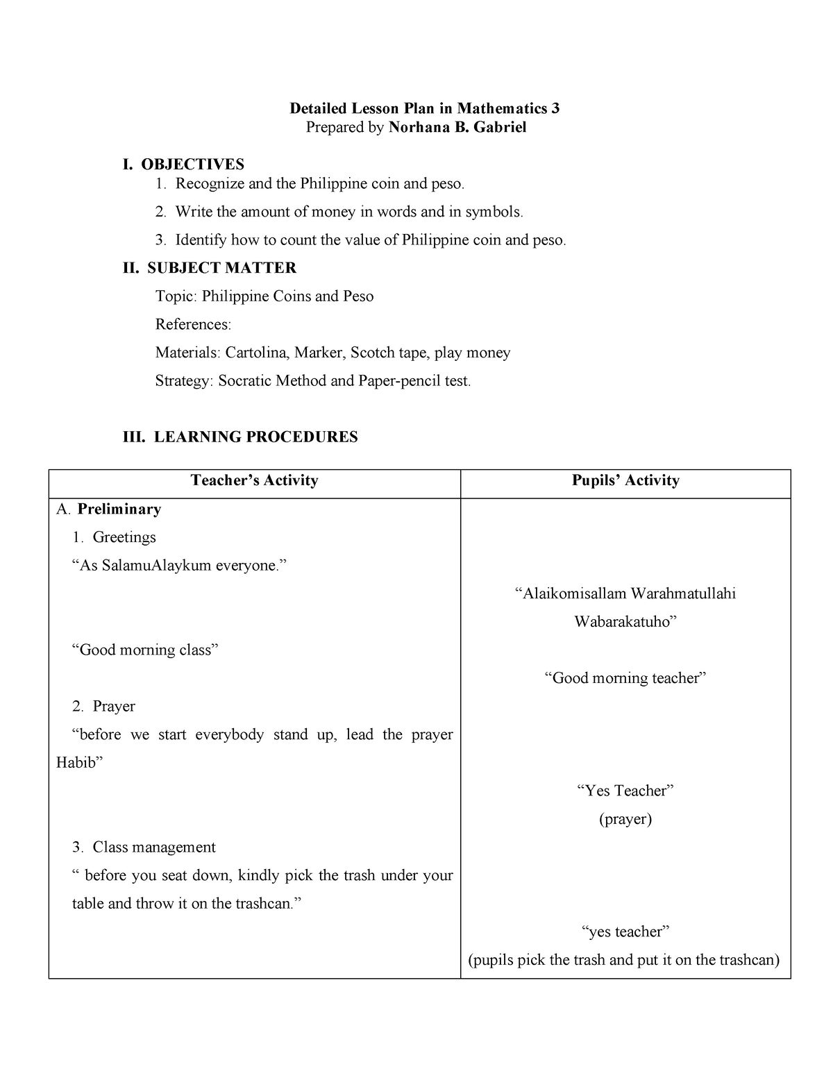 DLP In Math( HANA) - Detailed Lesson Plan In Mathematics 3 Prepared By ...