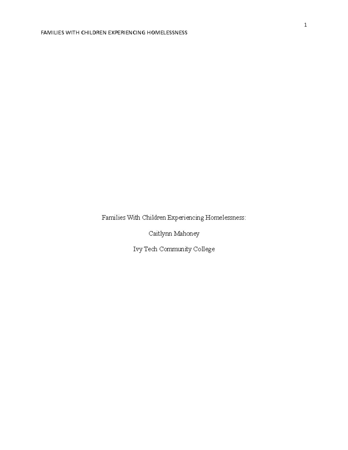 Families with children experiencing Homelessness - Families With ...