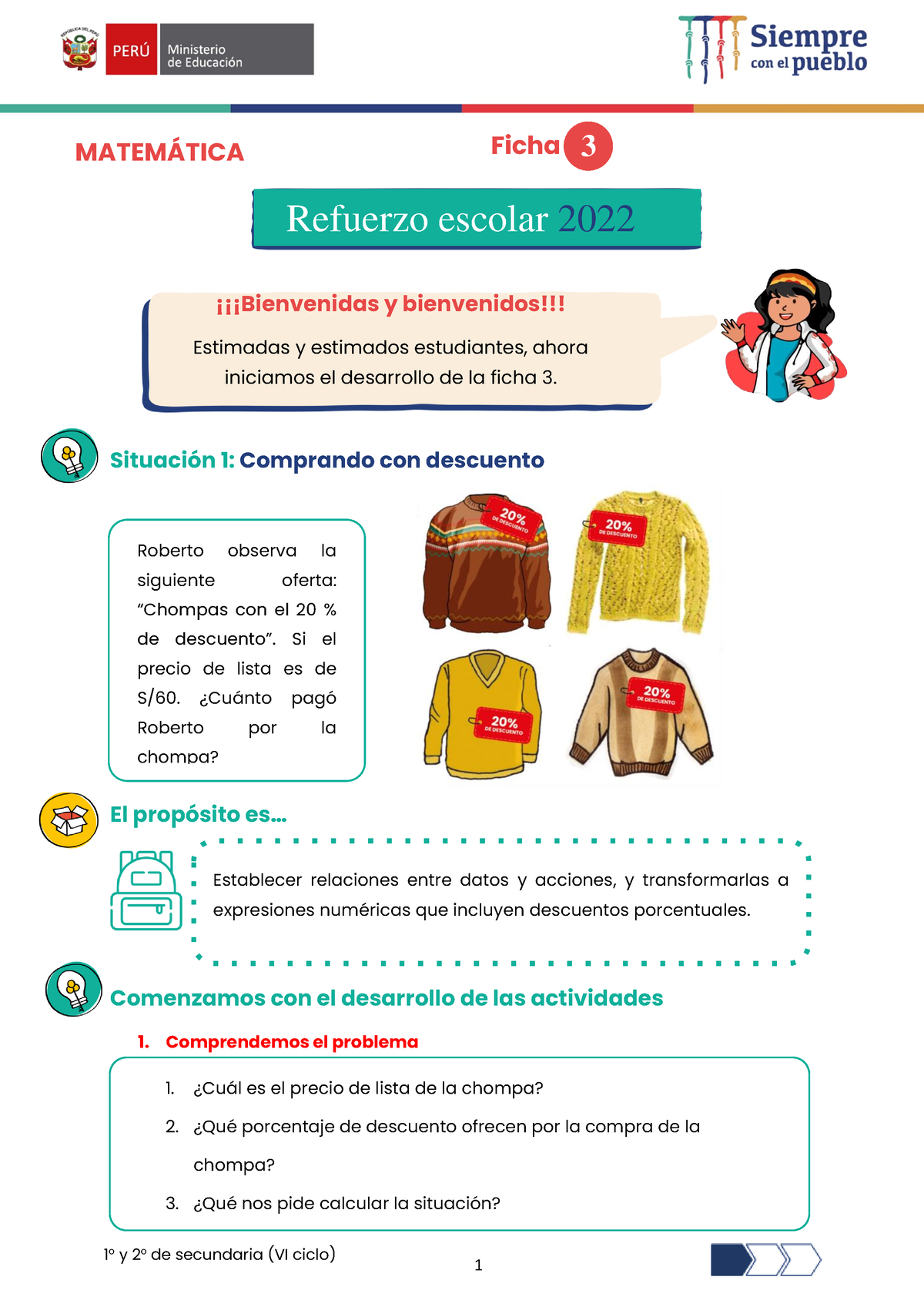 Ficha 3 Vi Matematica - REFUERZO ESCOLAR 2022 FICHA DE MATEM¡TICA 1 O Y ...