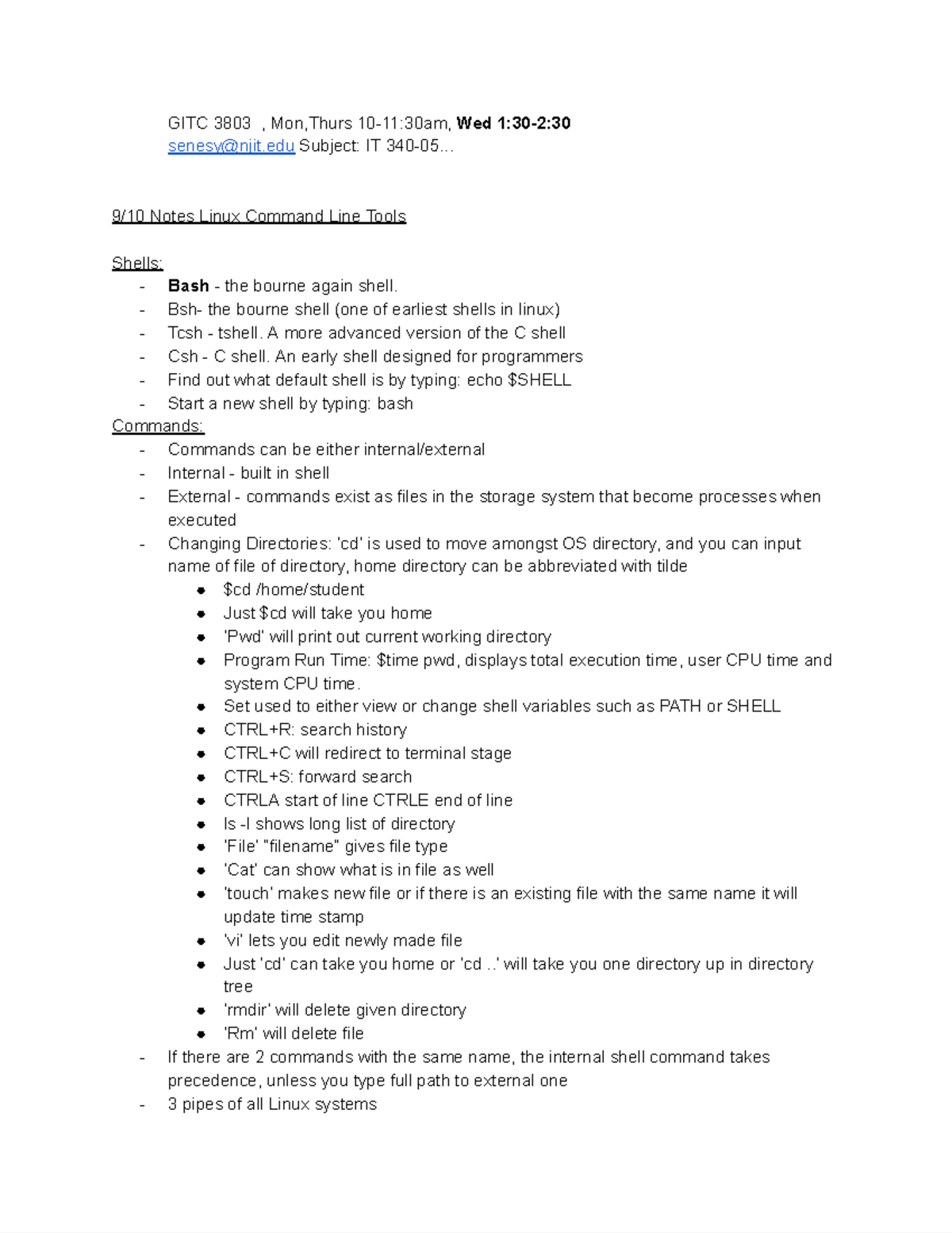 IT 340 Notes - Google Docs - GITC 3803 , Mon,Thurs 10-11:30am, Wed 1:30 ...
