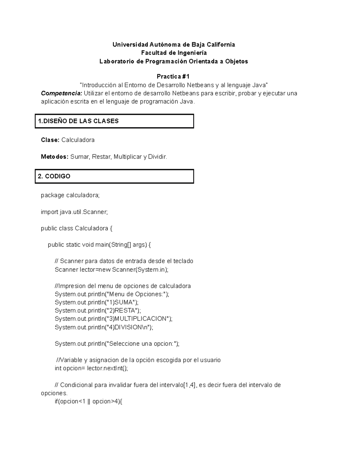 Practica Introducción Al Entorno De Desarrollo Netbeans Y Al Lenguaje ...