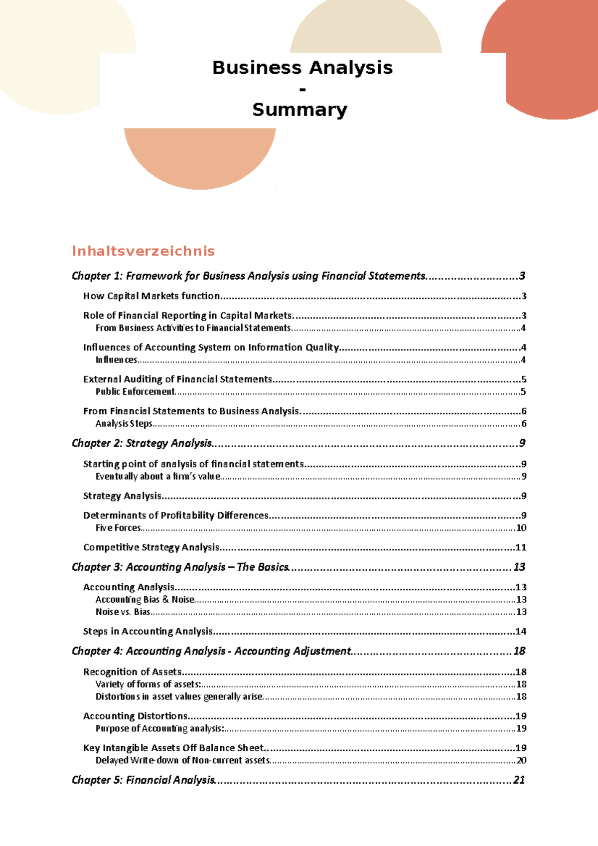 Business Analysis - Summary - Inhaltsverzeichnis Business Analysis ...