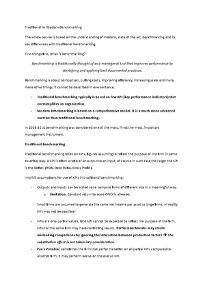 Traditional vs Modern - Topic 1: Traditional and Modern Benchmarking 1 ...
