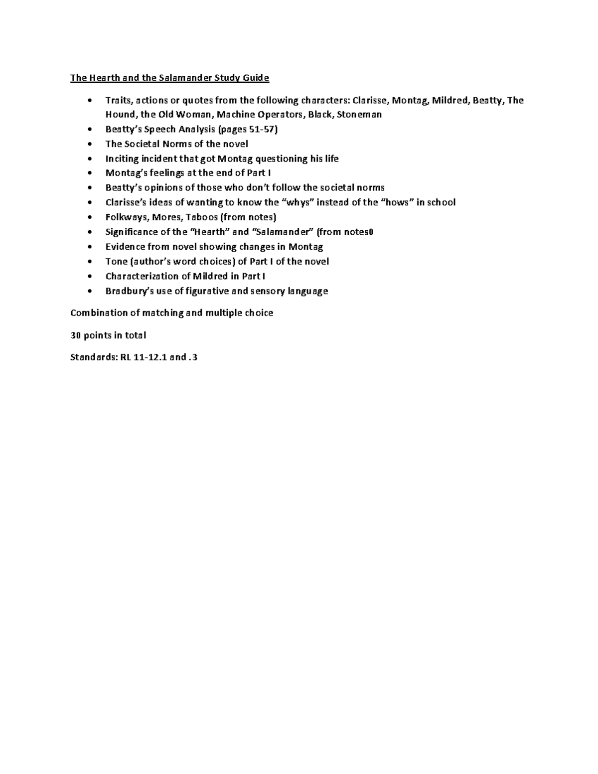 Study Guide Hearth and the Salamander - The Hearth and the Salamander Study Guide - Traits ...