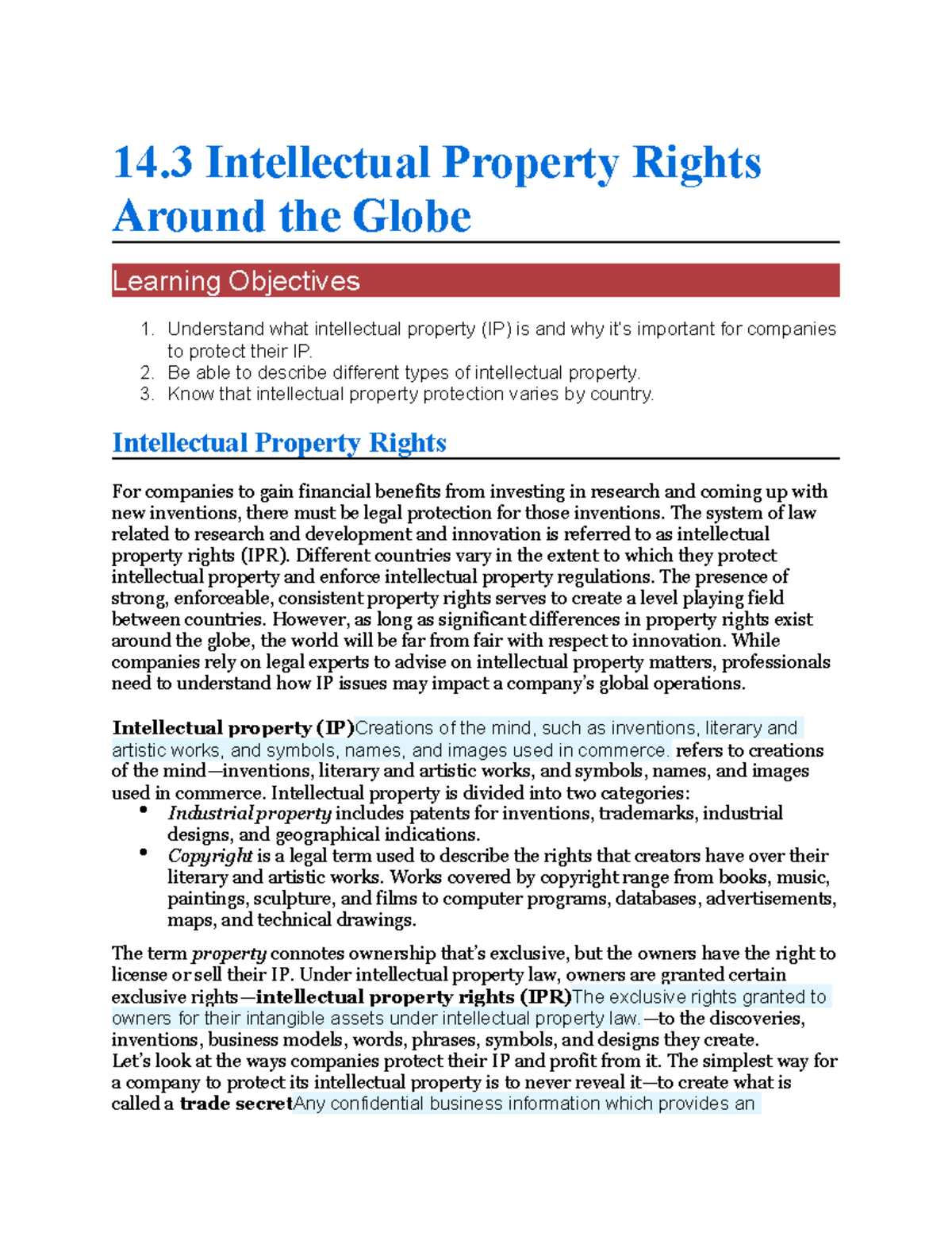 14.3 Intellectual Property Rights Around The Globe - 14 Intellectual ...